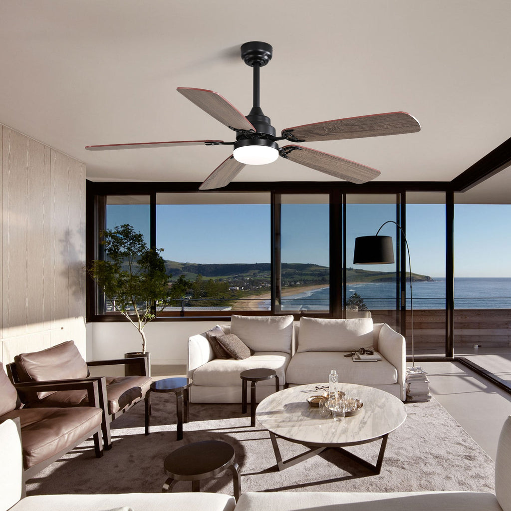 52 Inch Ceiling Fan with LED Light and Remote Control - Black