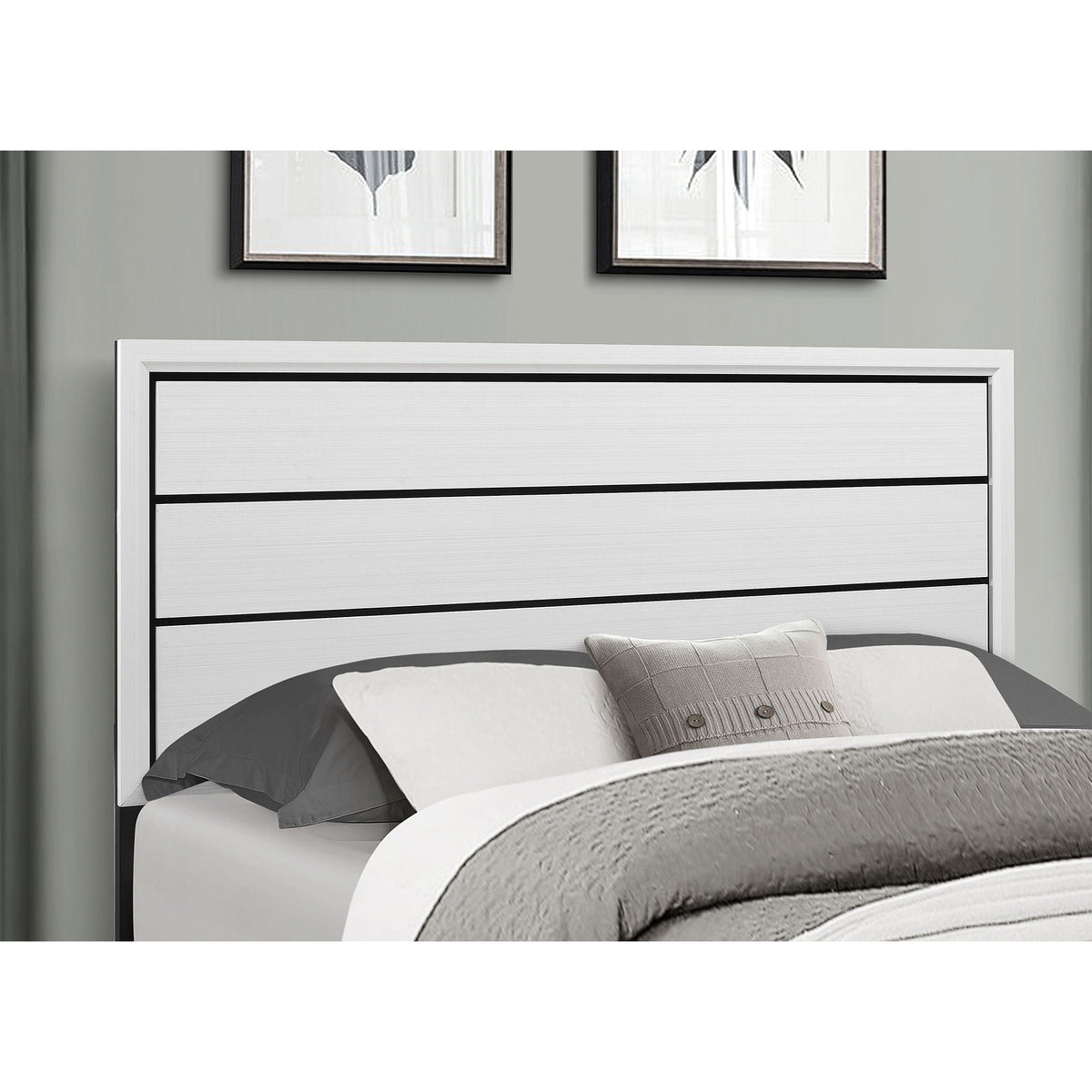 Mirage Panel Bed with Contemporary Headboard - Available in Dark Gray or White