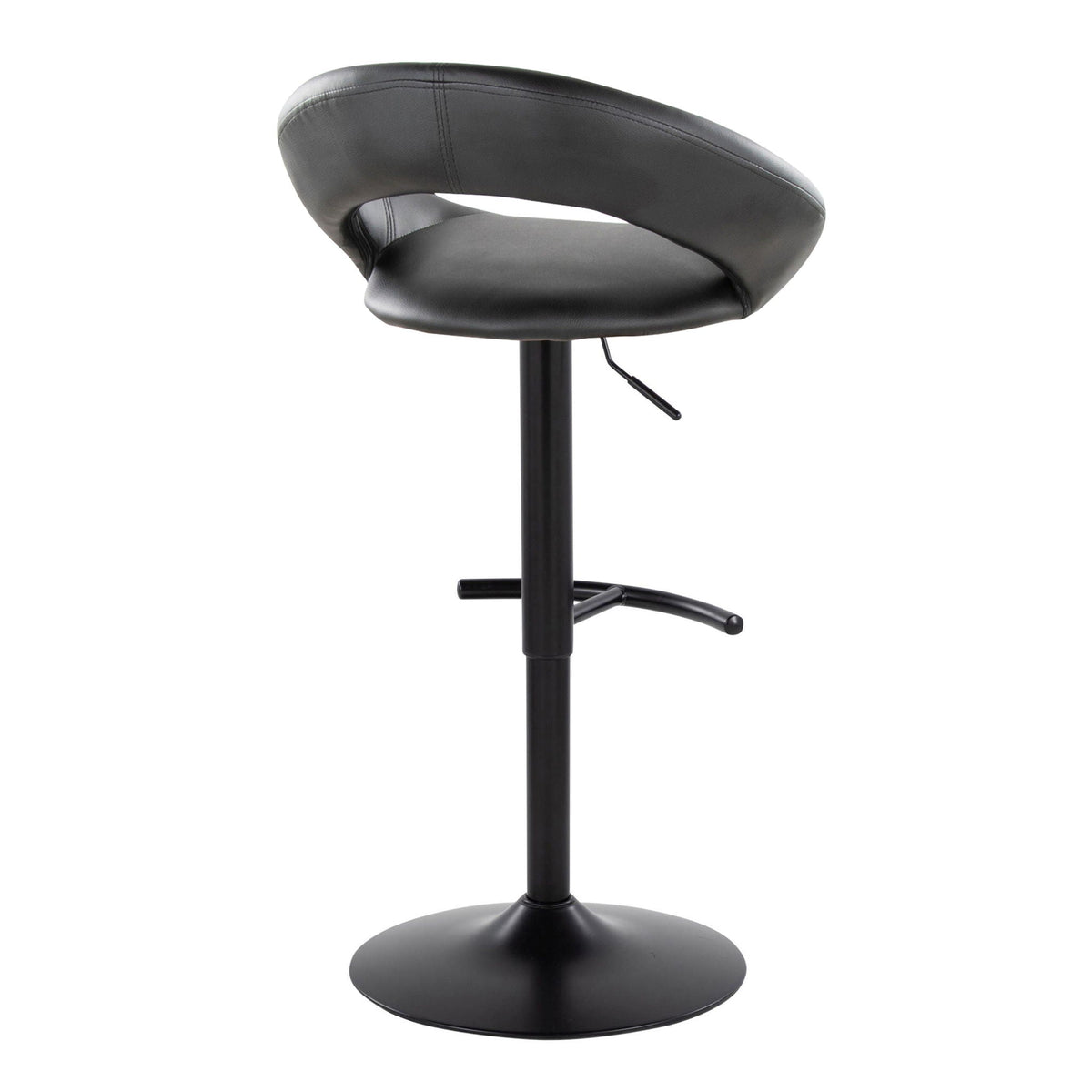 Contemporary Adjustable Barstool Set with Swivel & Rounded T Footrest - Black or White