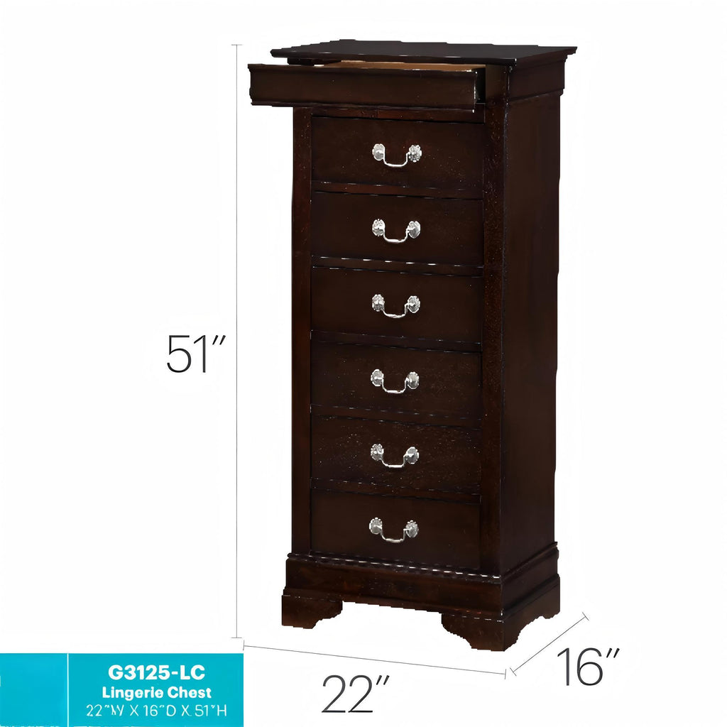 Traditional Style Lingerie Chest with Carved Base - Multiple Colors