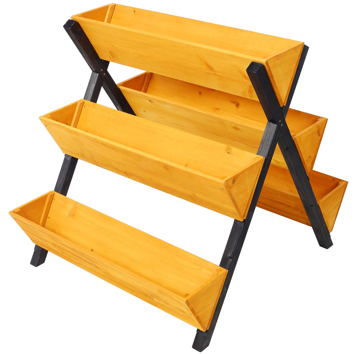 3-Tier Wooden Vertical Raised Garden Bed with Legs - Natural Fir