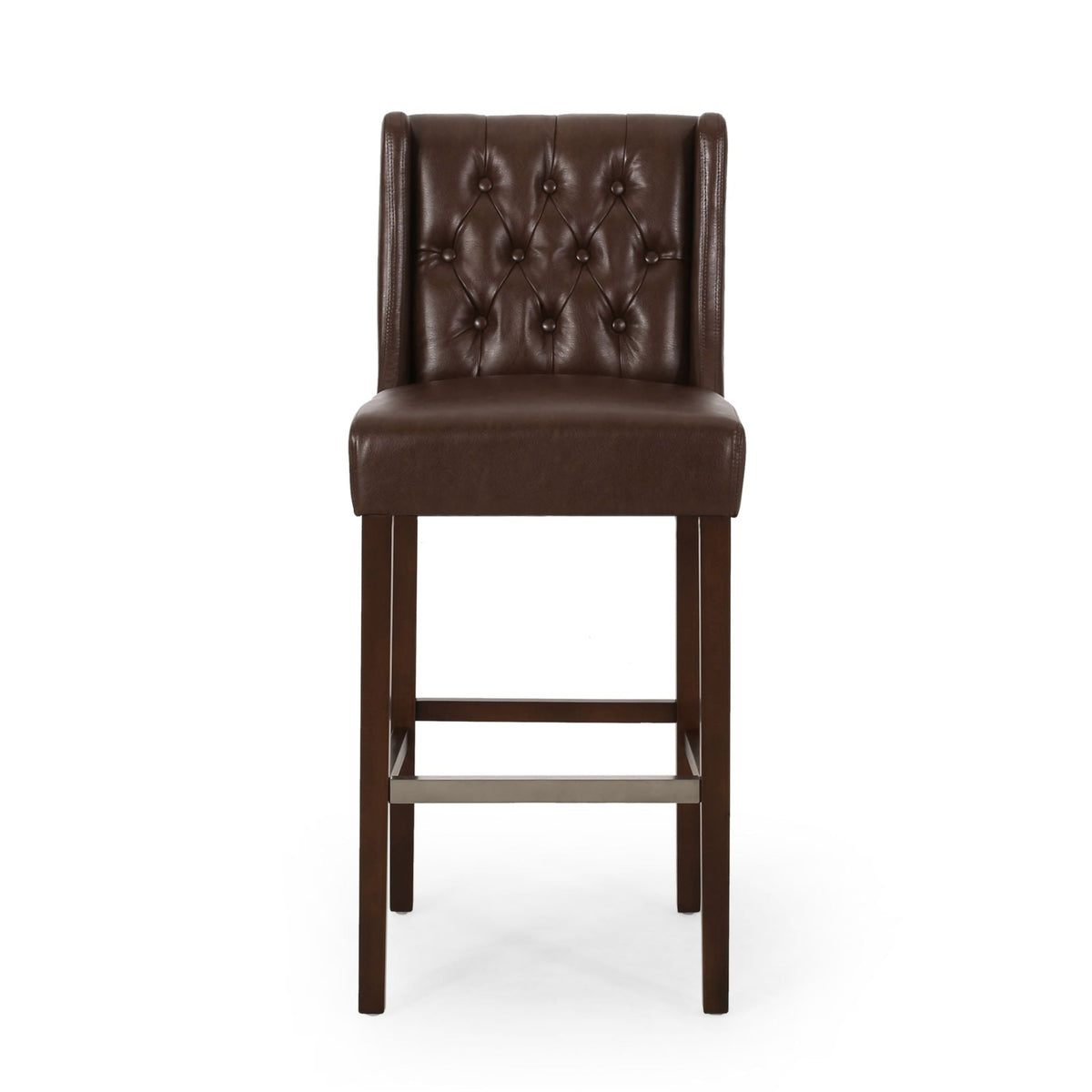 Upholstered Barstool with Button Tufted Wing Back - Multiple Colors