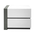 White Nightstand Bedside Table with 2 Drawers - High Gloss Finish