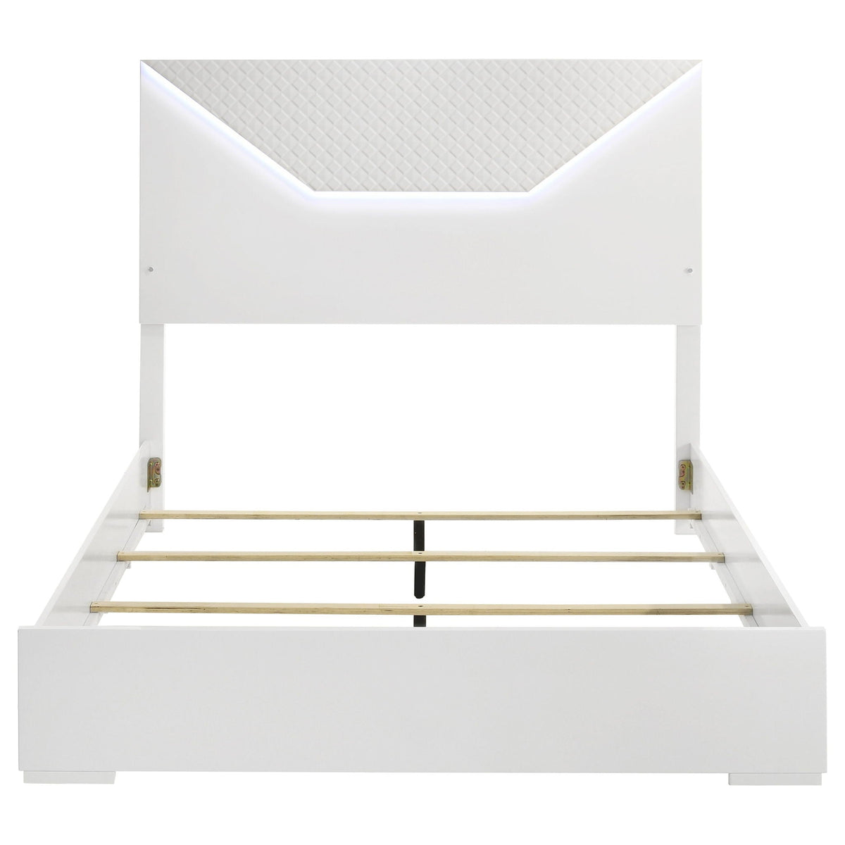 Pierce Panel Bed with LED Headboard - High Gloss Finish - White or Dark Gray