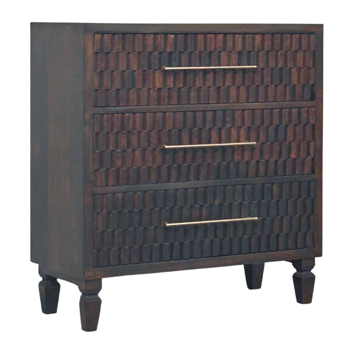 Solid Wood Arno Chest with Sculptural Design - Velvet Mocha