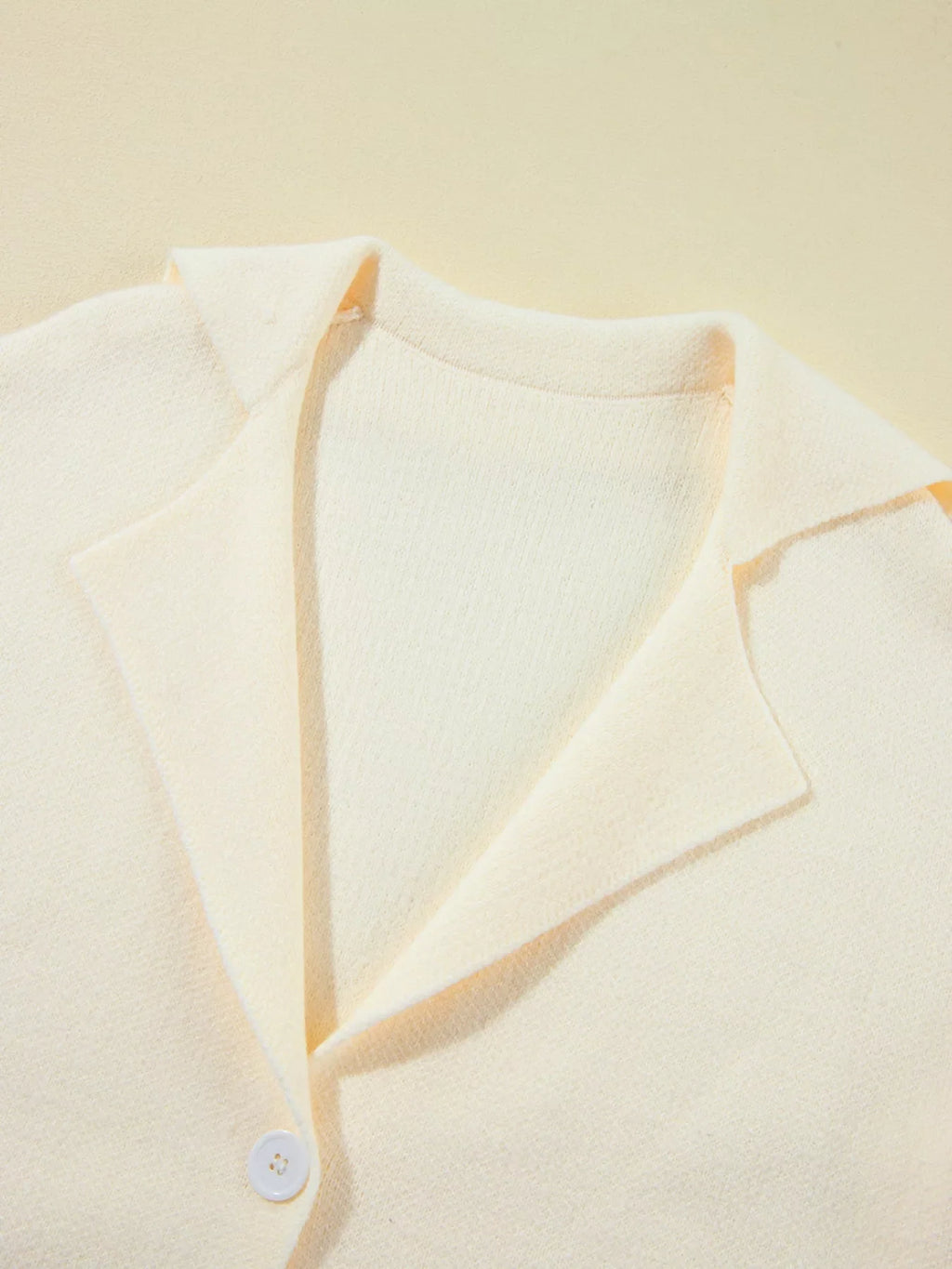 Solid Color Knit Lapel Collar Single Button Sweater Cardigan