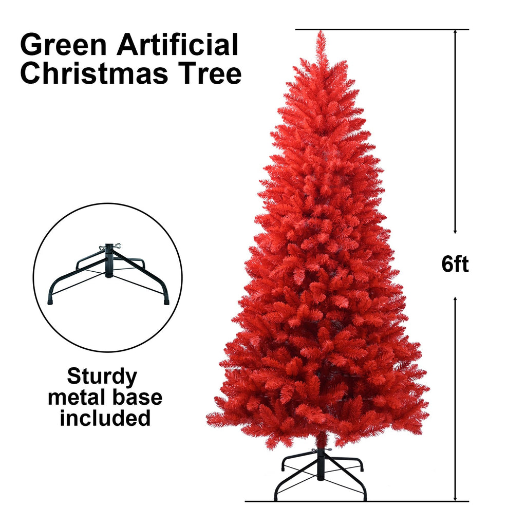 7FT Artificial Christmas Tree with Quick Assembly - Red