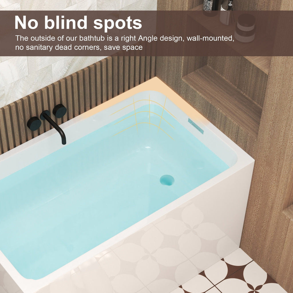 Gloss White Freestanding Bathtub with Drain – Rectangular Shape