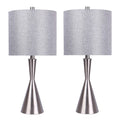 Contemporary Table Lamp Set with Drum Shade - Gray