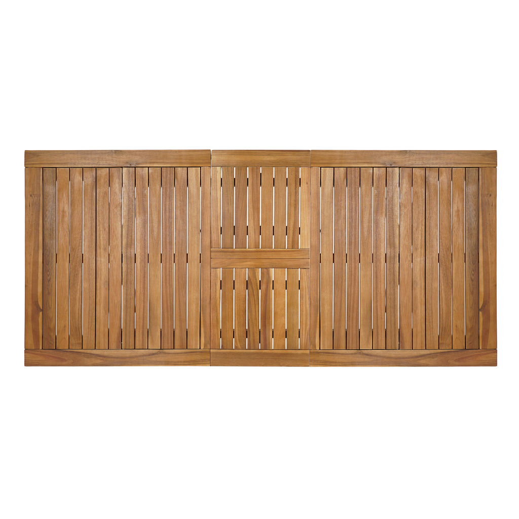 Acacia Wood Telescopic Outdoor Dining Table with Adjustable Length - Teak Finish