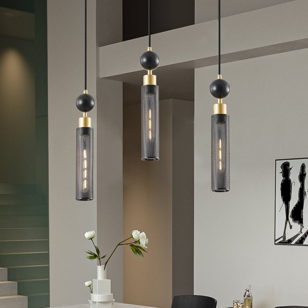 Modern Pendant Chandelier with Adjustable Lighting - Black & Gold