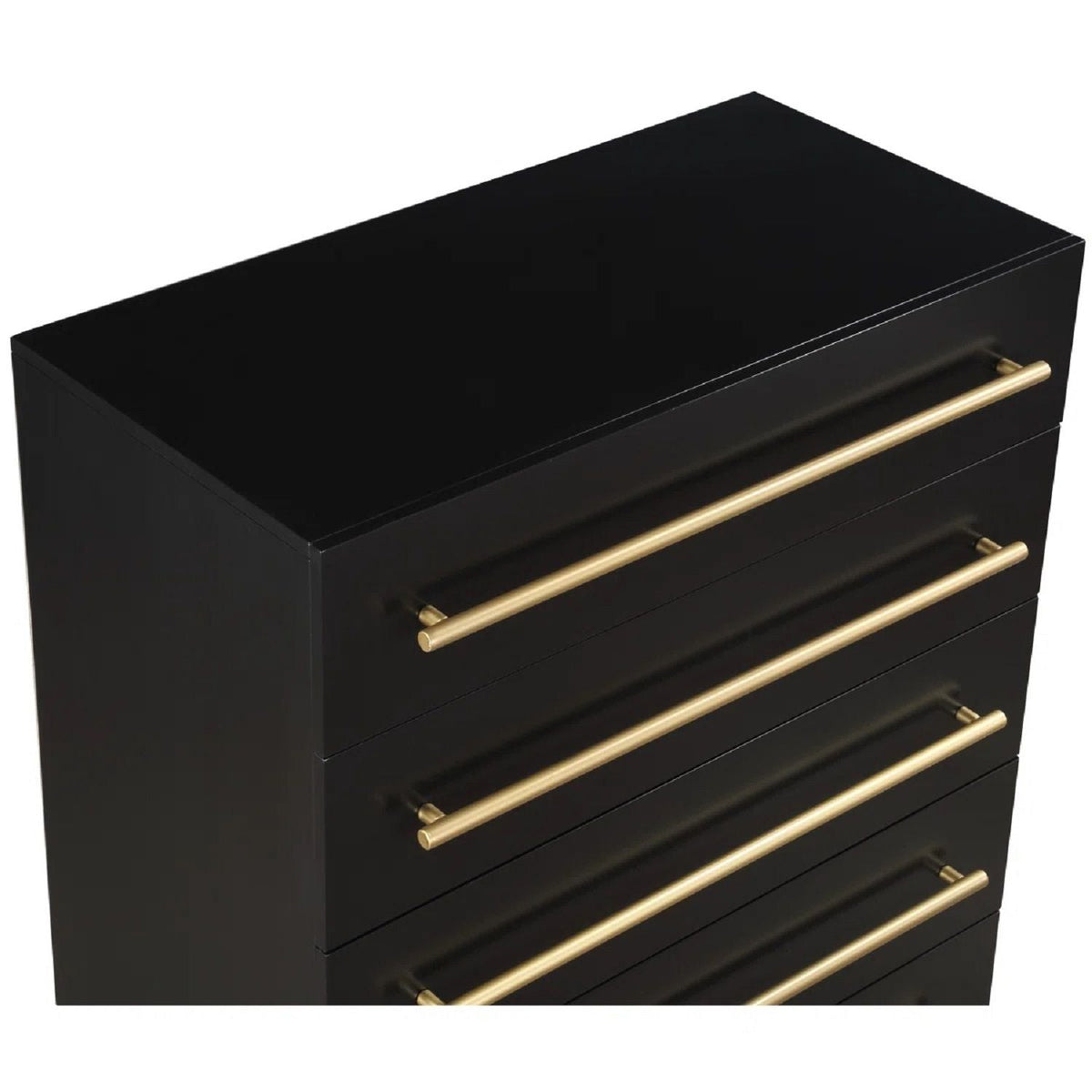 Contemporary 5 Drawer Chest with Brushed Metal Accents - White or Black