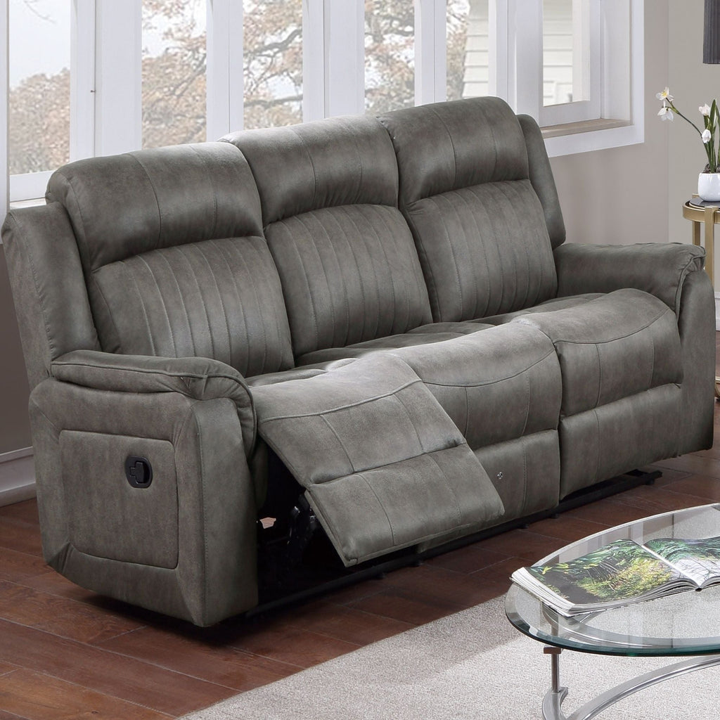 Contemporary Living Room Set with Manual Recliners - Dark Gray