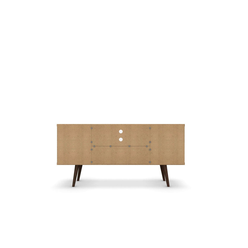 Smart Storage TV Stand with Solid Wood Legs - Multiple Colors