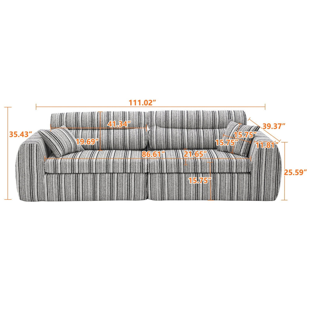 3 Seater Stationary Sofa with Throw Pillows - Multiple Colors