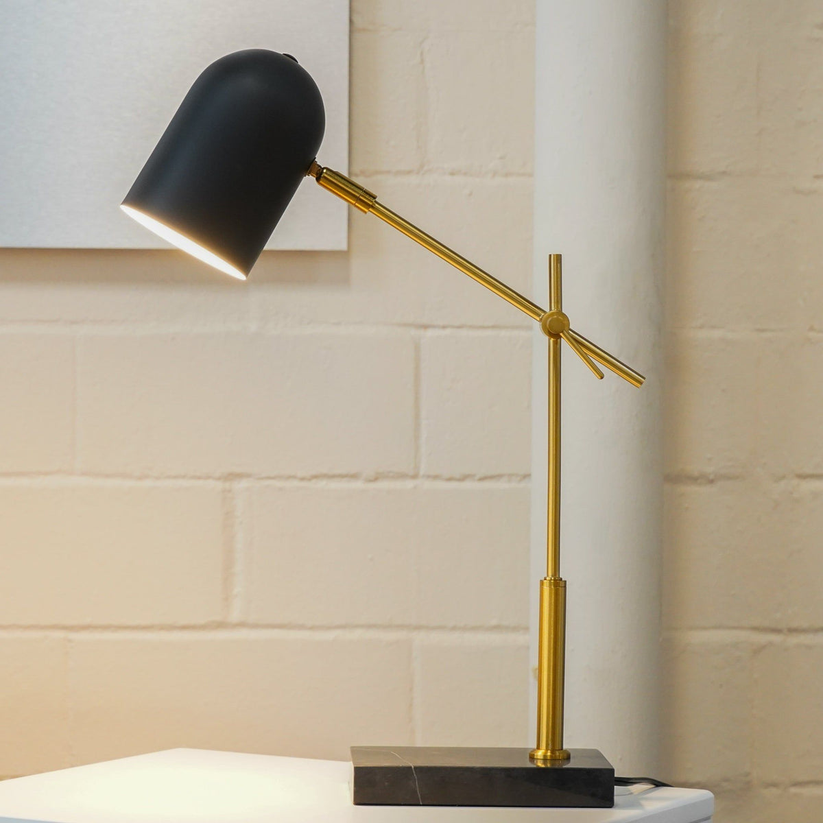Lumora Table Lamp with Marble Base - Black