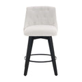 Swivel Bar Stools with Button Tufted Back - White