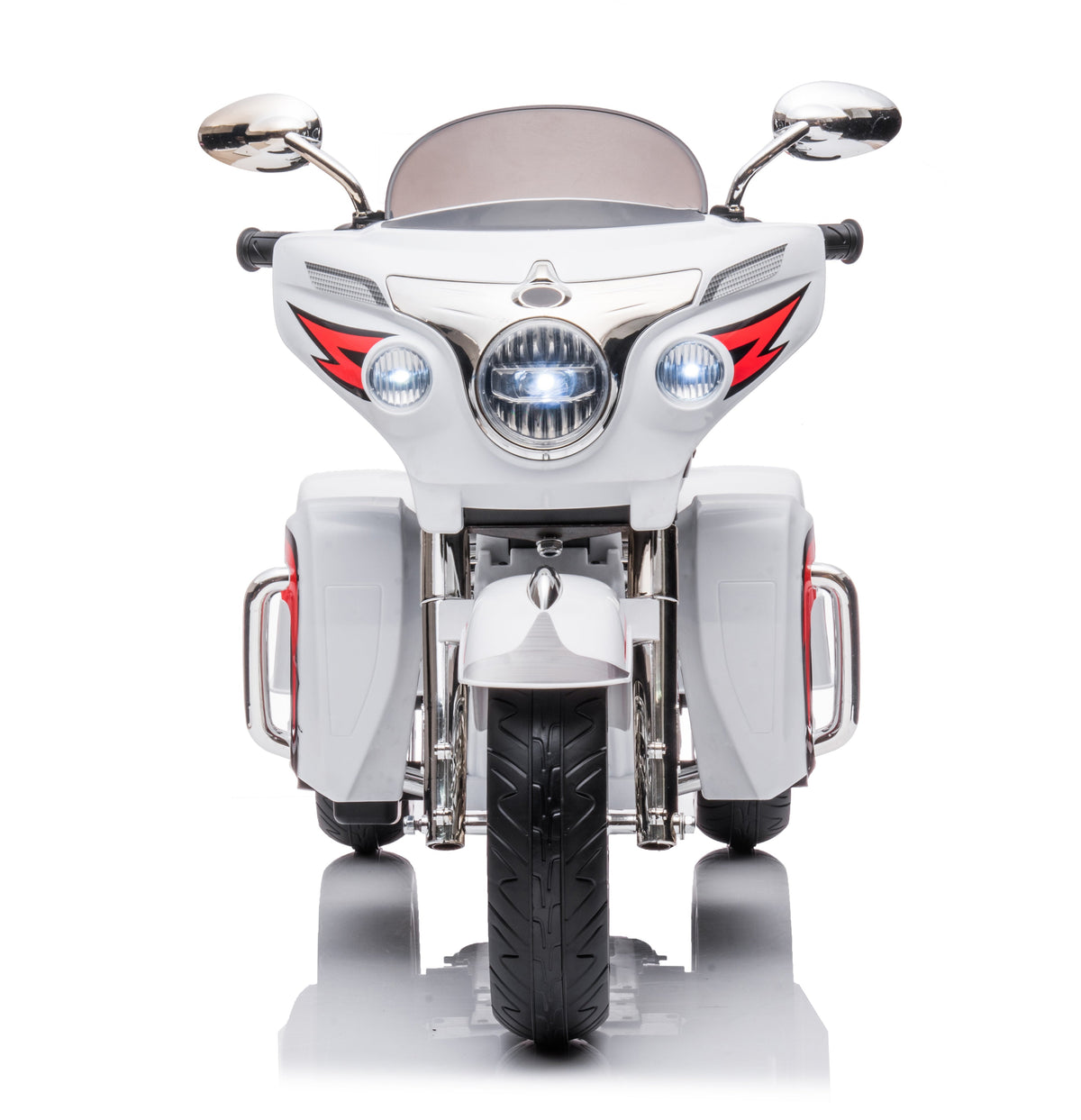 12V Kids Ride-On Motorcycle with LED Lights & Music - White or Black