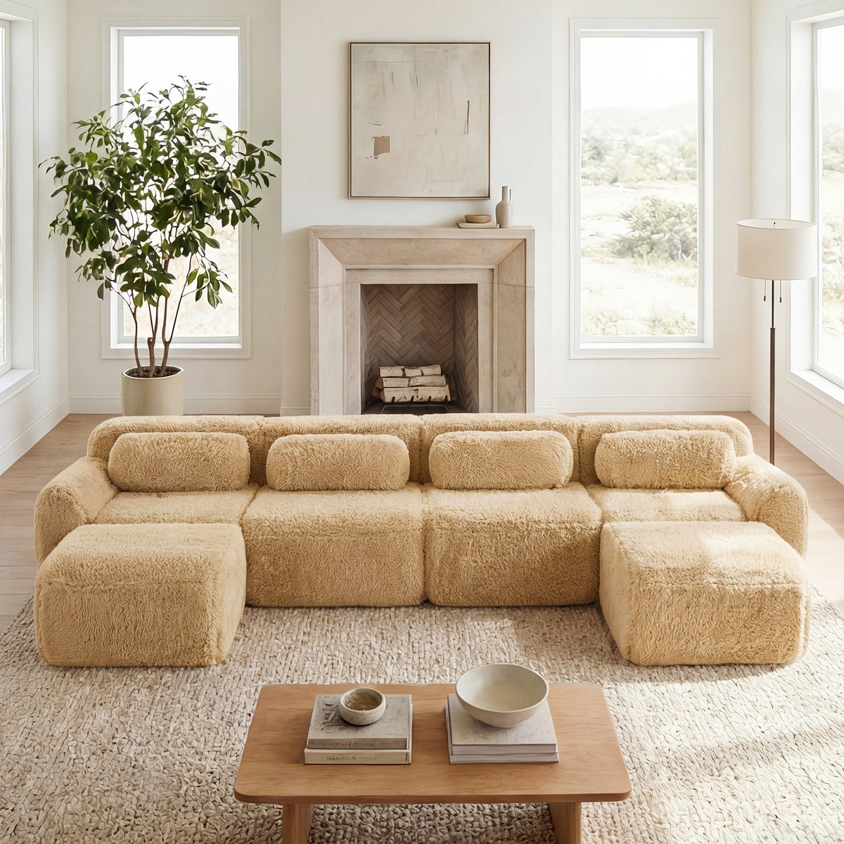 U-Shaped Boneless Sofa with Anti-Slip Design