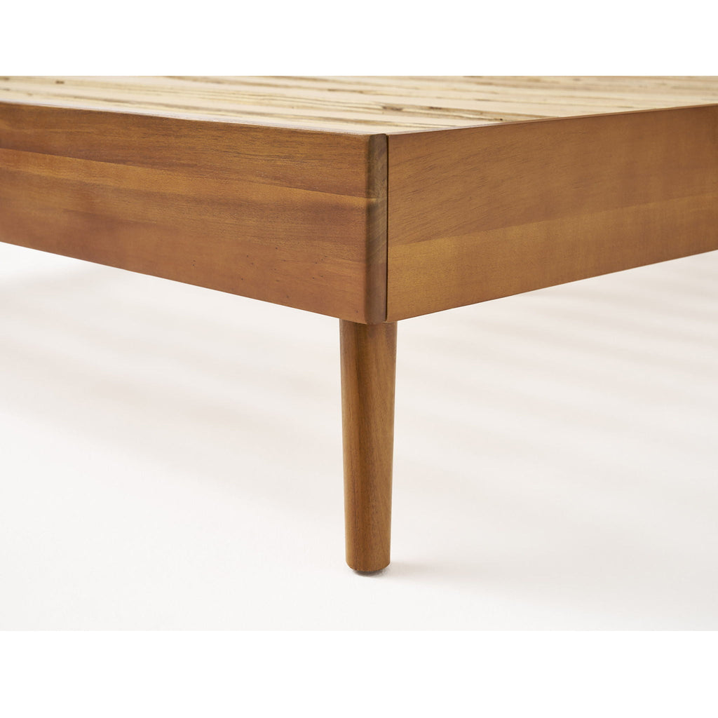 Mid-Century Wood Platform Bed with Heavy-Duty Support - Light Brown