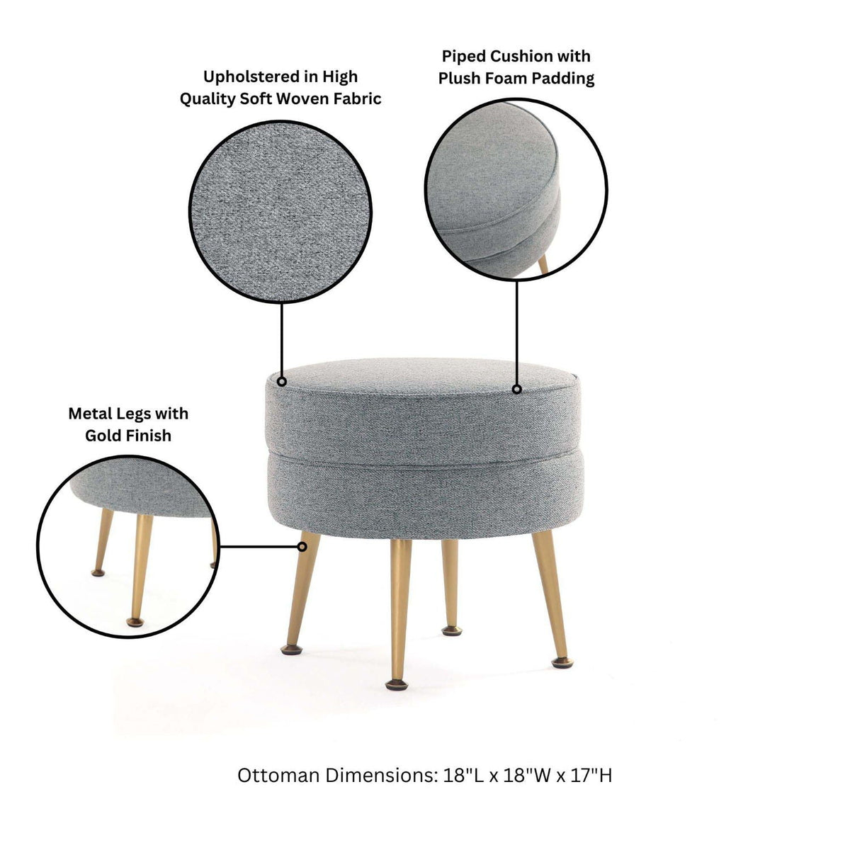 Bailey Upholstered Accent Ottoman