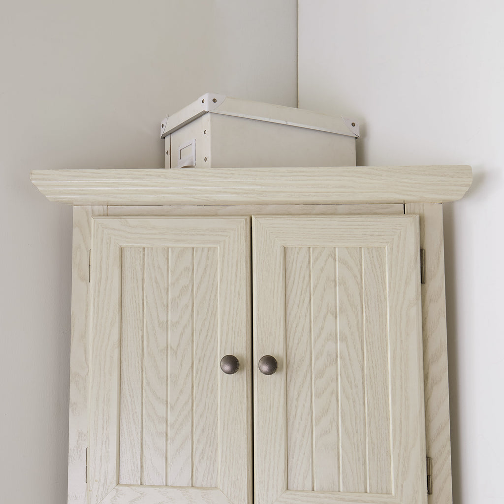 4-Tier Corner Kitchen Pantry Storage Cabinet with 8 Doors - Oak Finish