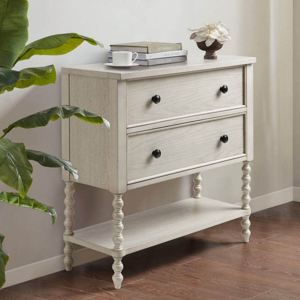 Signature Beckett 2 Drawer Accent Chest with Solid Wood Frame - Dark Brown or Beige