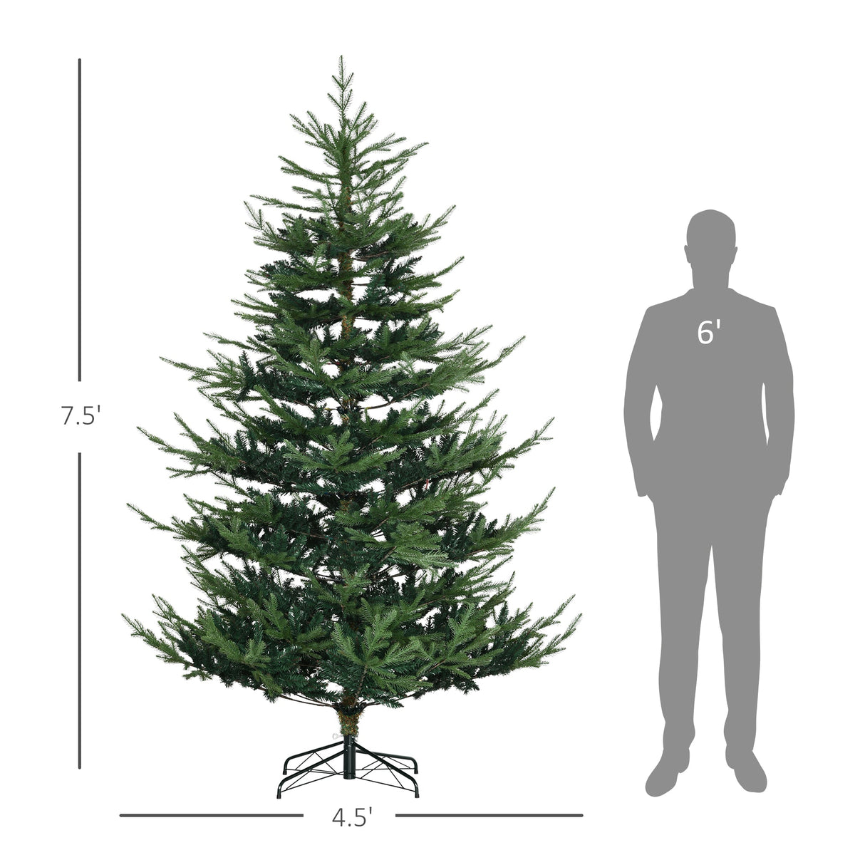 7.5 Foot Artificial Christmas Tree with Realistic Branches - Green