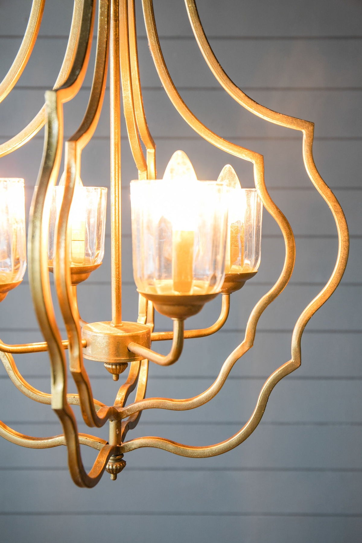 4 Light Metal Chandelier, Hanging Light Fixture - Gold