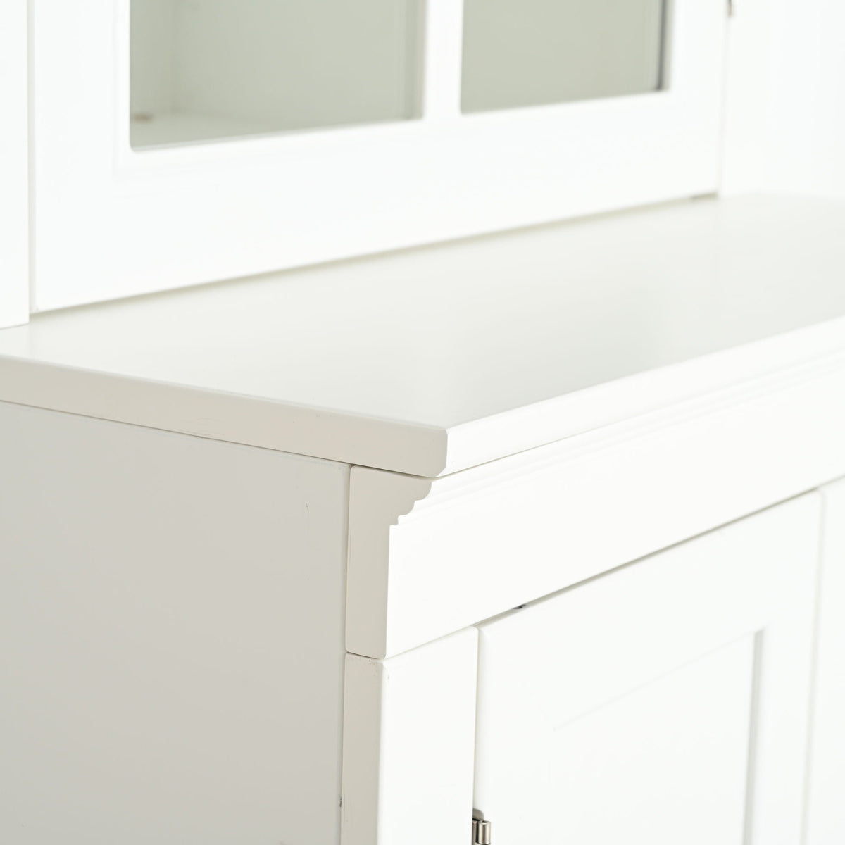 Retro Style Hutch Cabinet with Glass Door - White