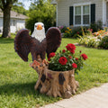 Majestic Eagle Garden Planter Pot with Tree Stump Base