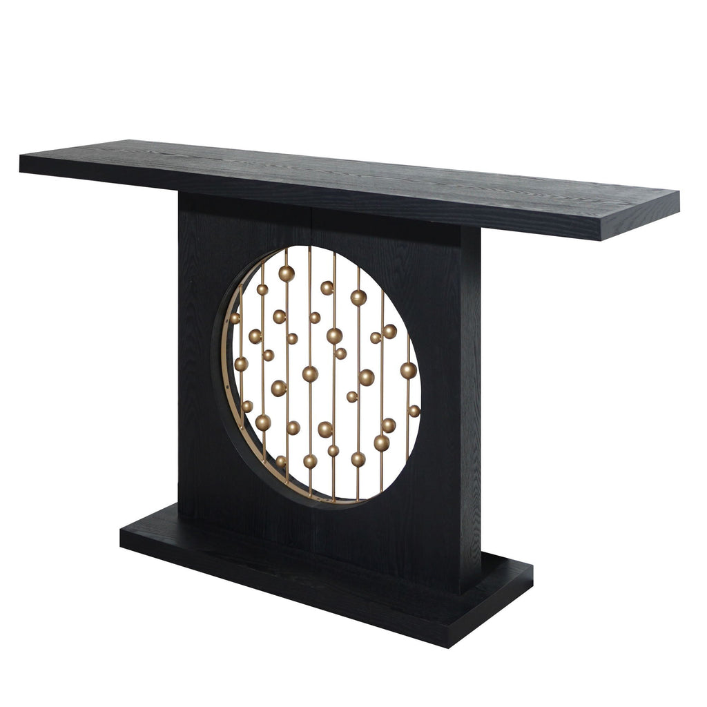 Console Table with Circular Art Decor for Living Room - Multi