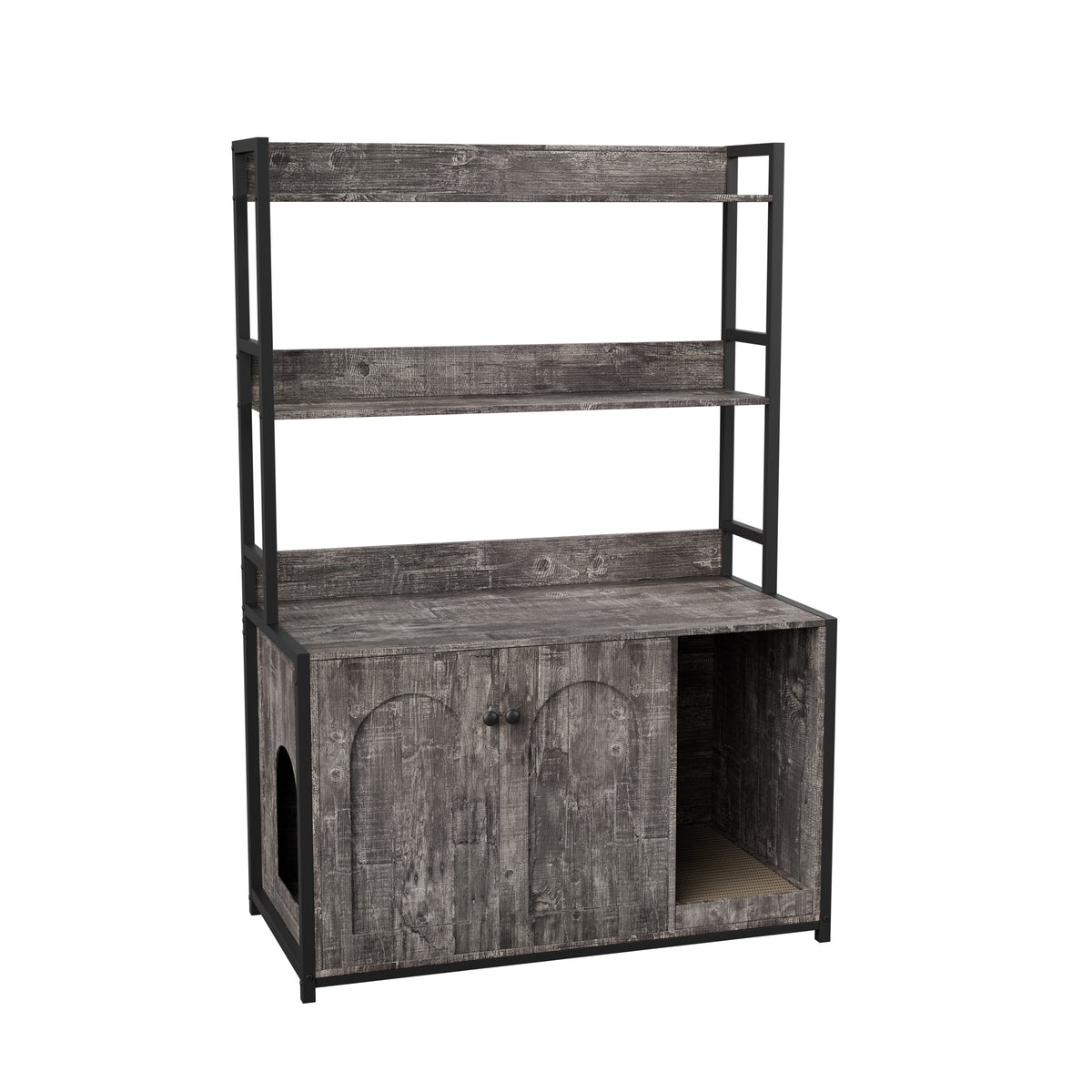Large Cat Litter Box Enclosure with Shelf Storage - Grey