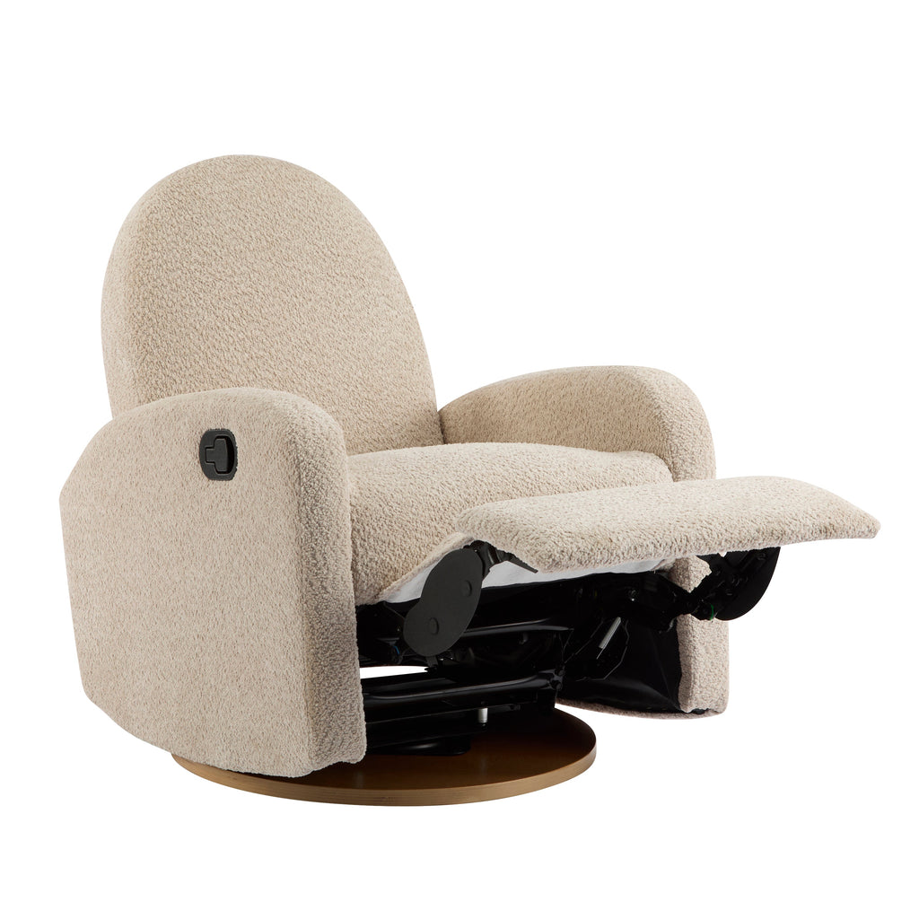 360 Swivel and Glider Recliner Chair with Solid Wood Base - Almond