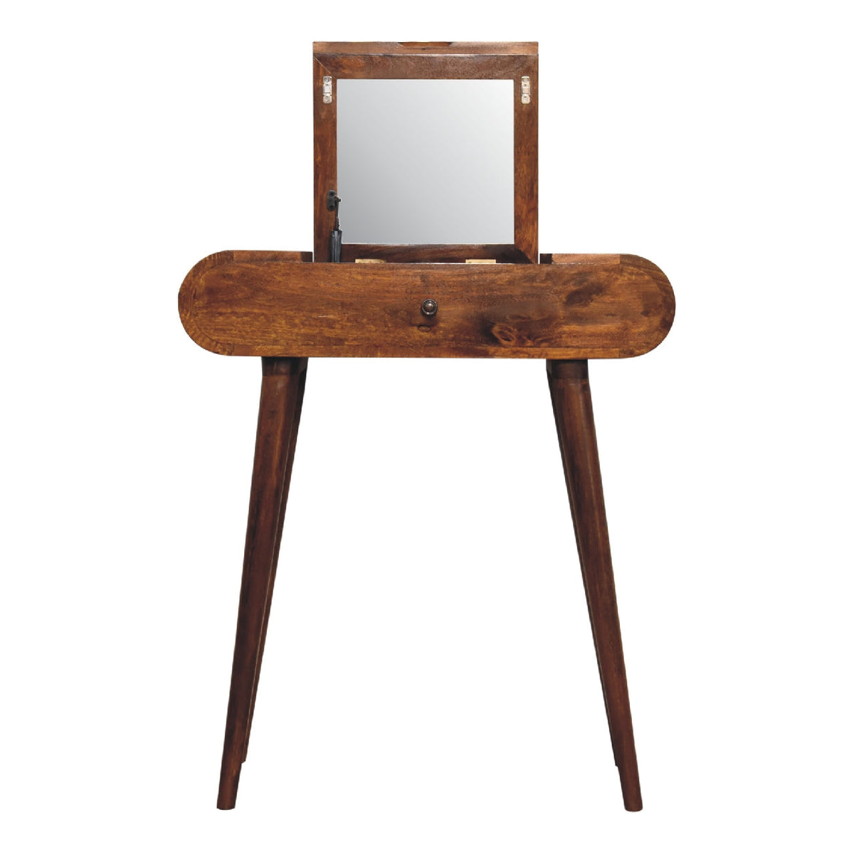 Solid Wood Fold Vanity with Storage Compartments - Chestnut