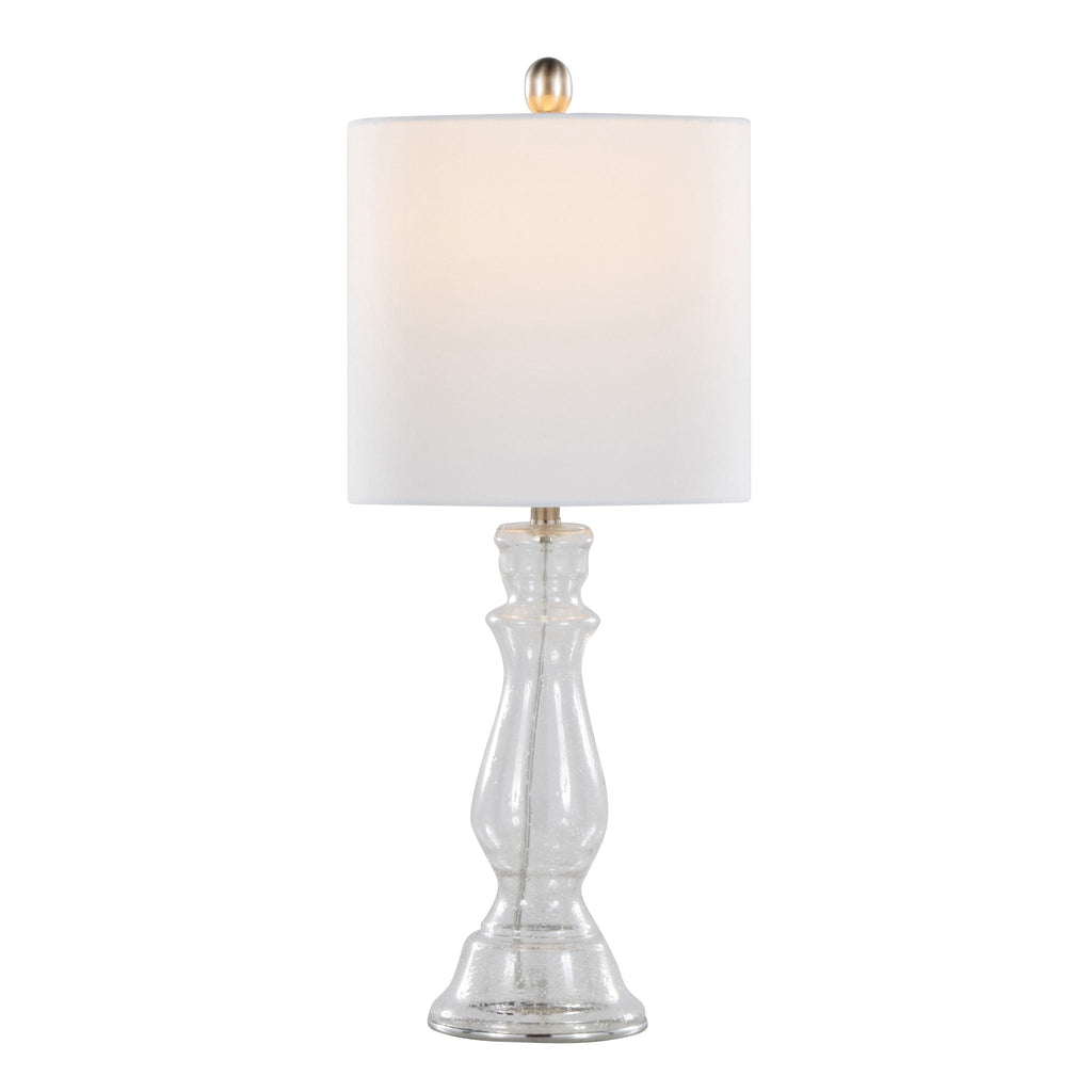 Contemporary Angel Table Lamp Set with Seeded Glass - White or Blue