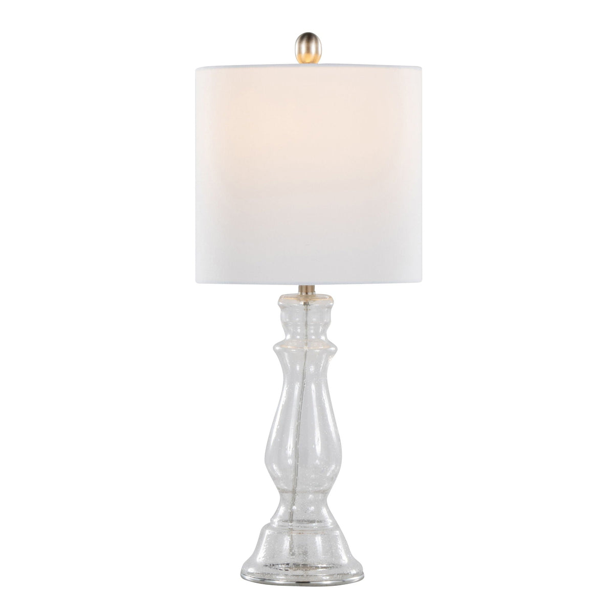 Contemporary Angel Table Lamp Set with Seeded Glass - White or Blue