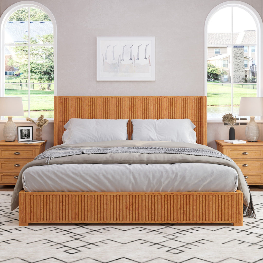 Platform Bed Frame with Headboard, Floor Standing Design - Queen & King