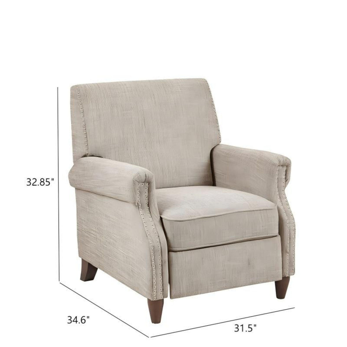 Sand Push Back Recliner with Manual Reclining Function - Nailhead Detail