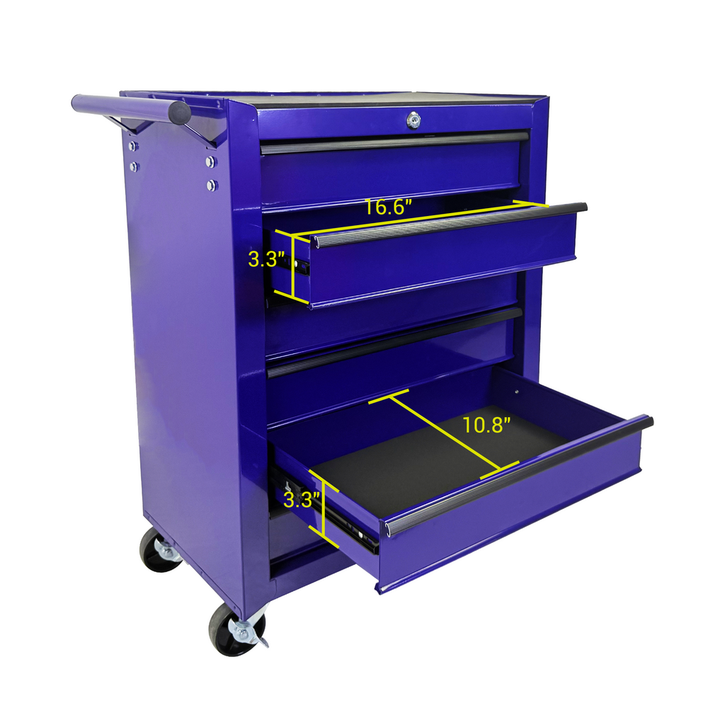 Rolling Metal Tool Chest with 6 Drawers - Steel Mobile Cabinet - Purple