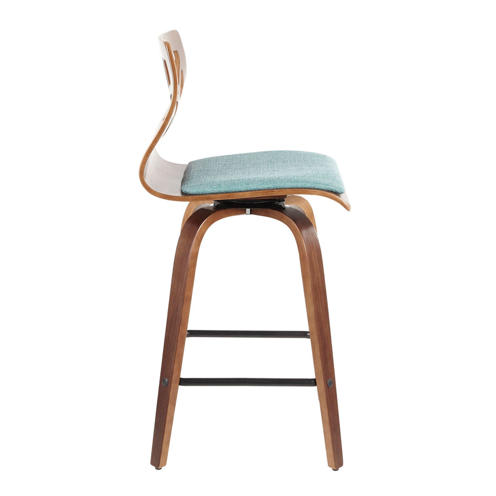 Mid-Century Modern Counter Stool Set with Swivel - Gray or Light Blue