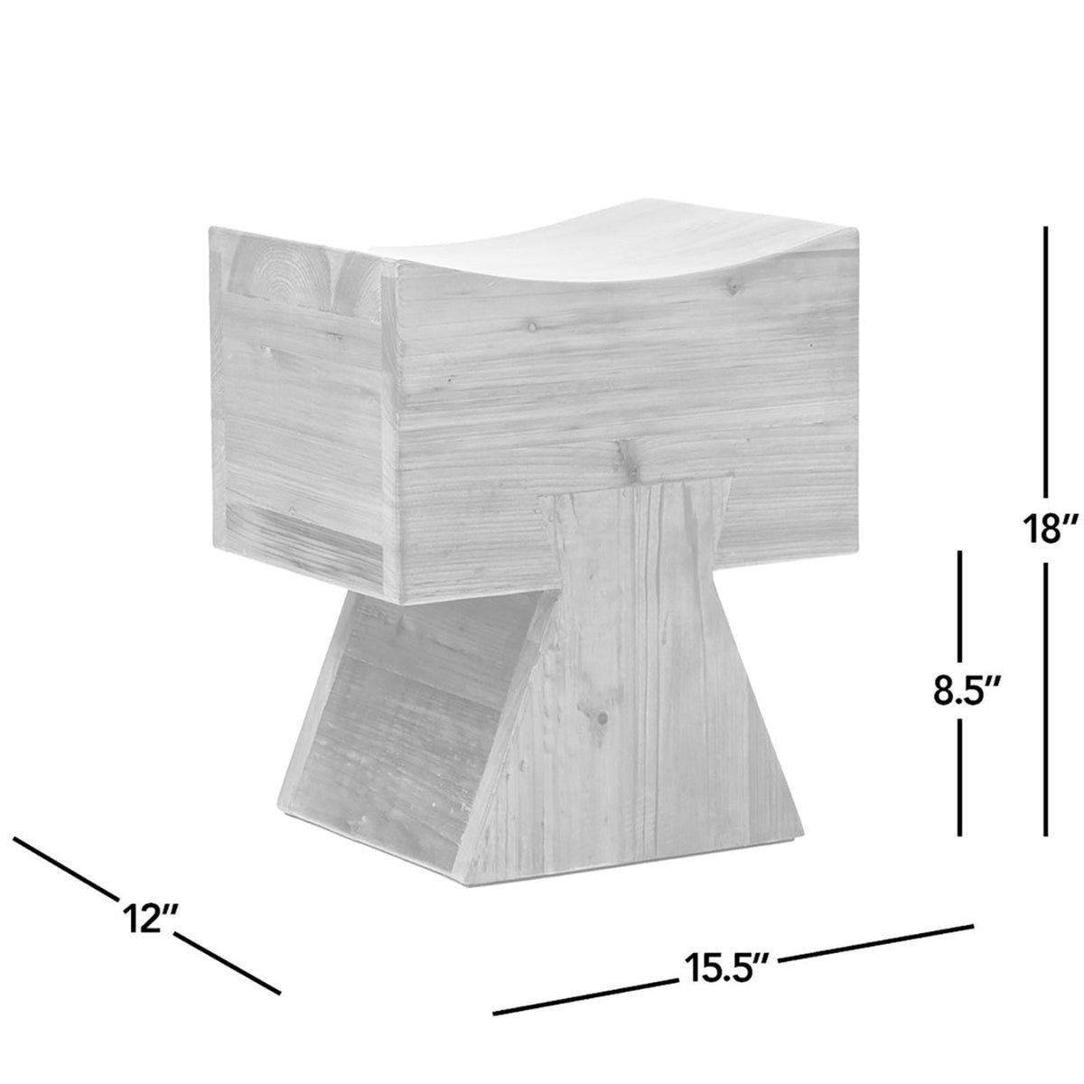 Brown Reclaimed Wood Stool Ottoman with Sculptural Saddle Seat