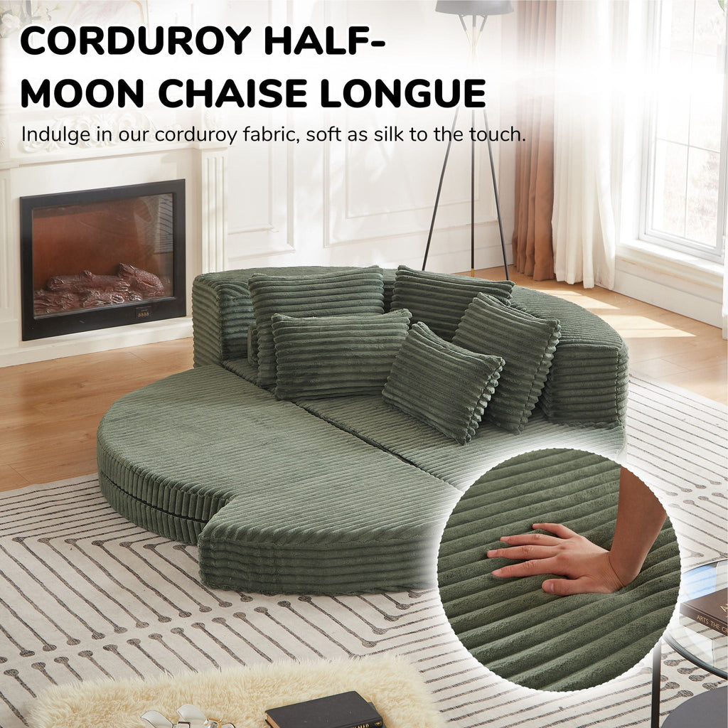 Semi Circular 2 In 1 Sofa Bed with Neck Pillow - Beige, Black, or Dark Green