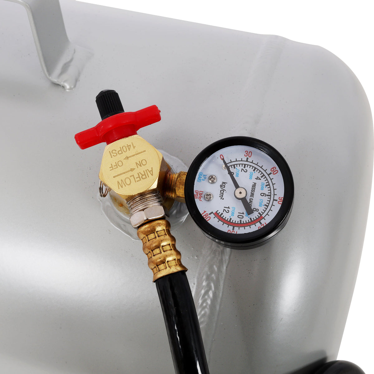11 Gallon Aluminum Air Tank with Pressure Gauge and Hose - Metallic Aluminum