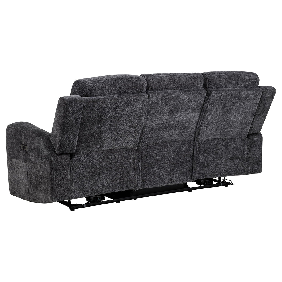Kennett 3-piece Chenille Power Reclining Sofa Set Dark Grey