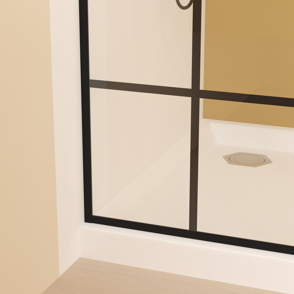 Framed Glass Shower Screen with Tempered Safety Glass - Matte Black