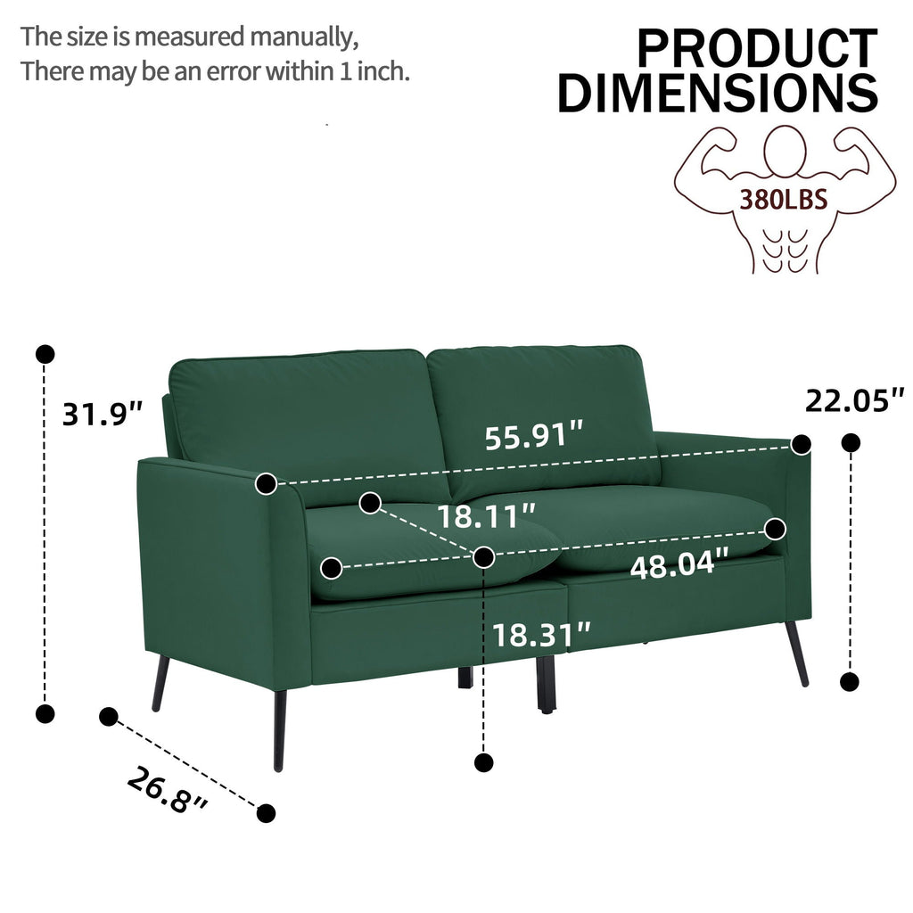 Upholstered Loveseat with Plush Headrest - Multiple Colors