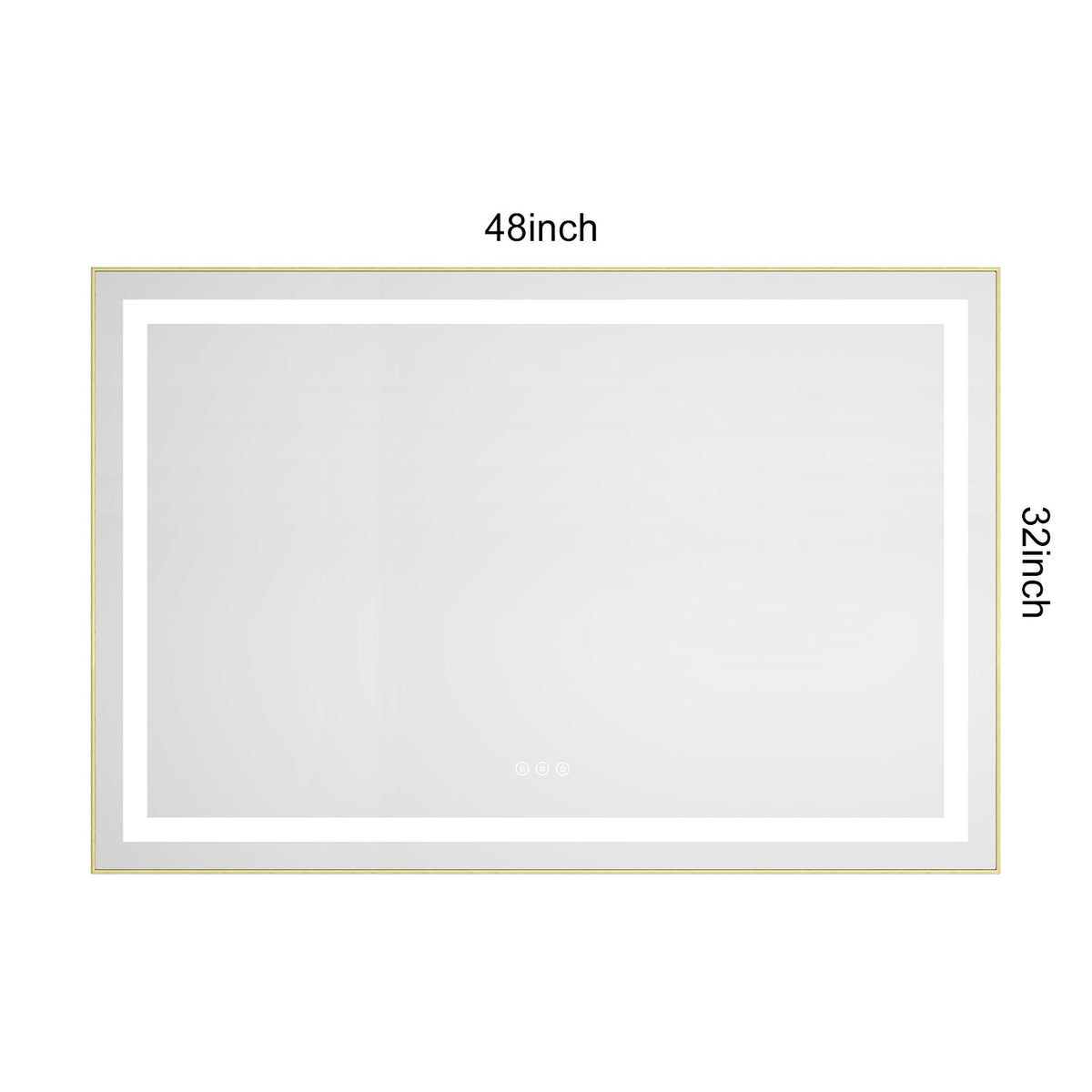 48" x 32" LED Bathroom Mirror with Front and Backlight - Brushed Gold or Gun Ash