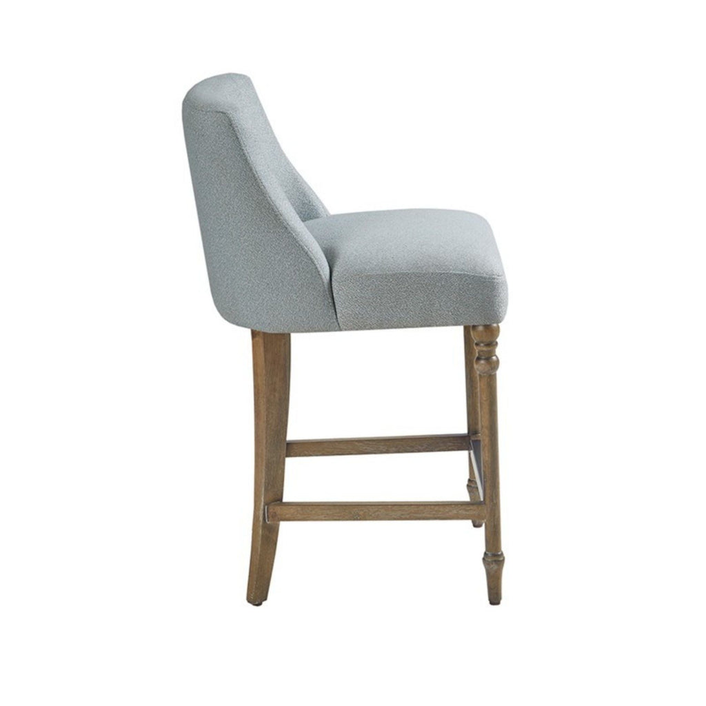 Blue Counter Stool with Upholstered Seat and Solid Wood Frame