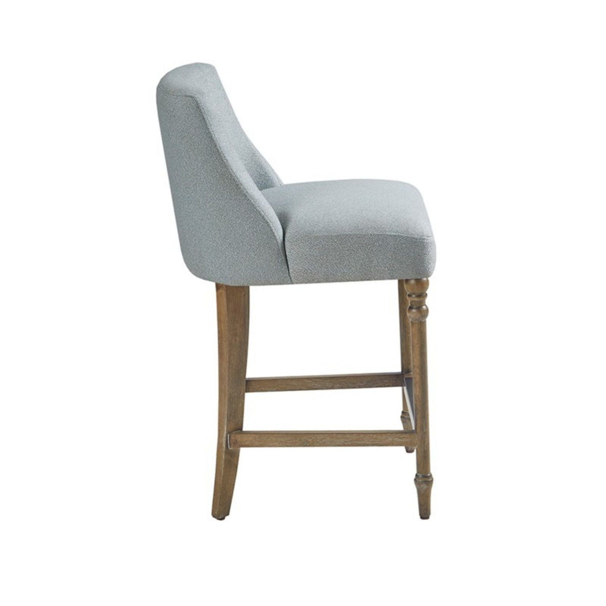 Blue Counter Stool with Upholstered Seat and Solid Wood Frame